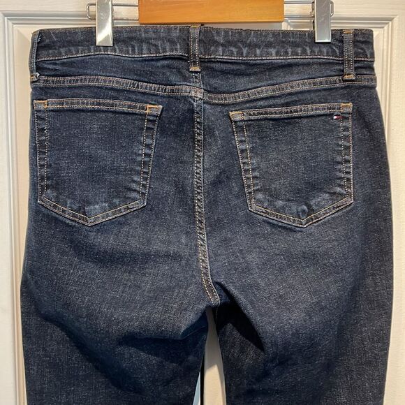 Tommy Hilfiger Blue Dark Wash Curve Bootcut Jeans Size 12 - Picture 7 of 11